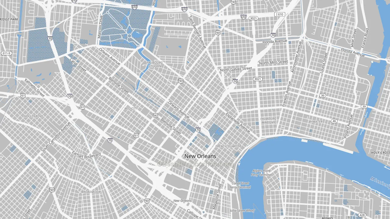 Transit Grade map of Treme' Lafitte, New Orleans, LA