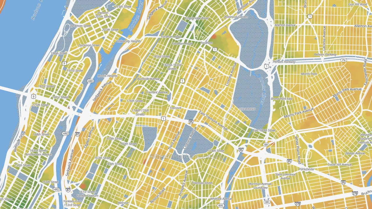 Transit Grade map of Tremont, Bronx, NY