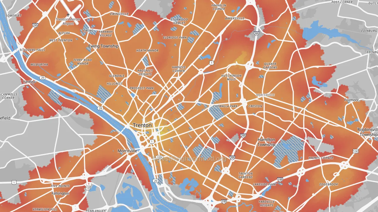Transit Grade map of Trenton, NJ