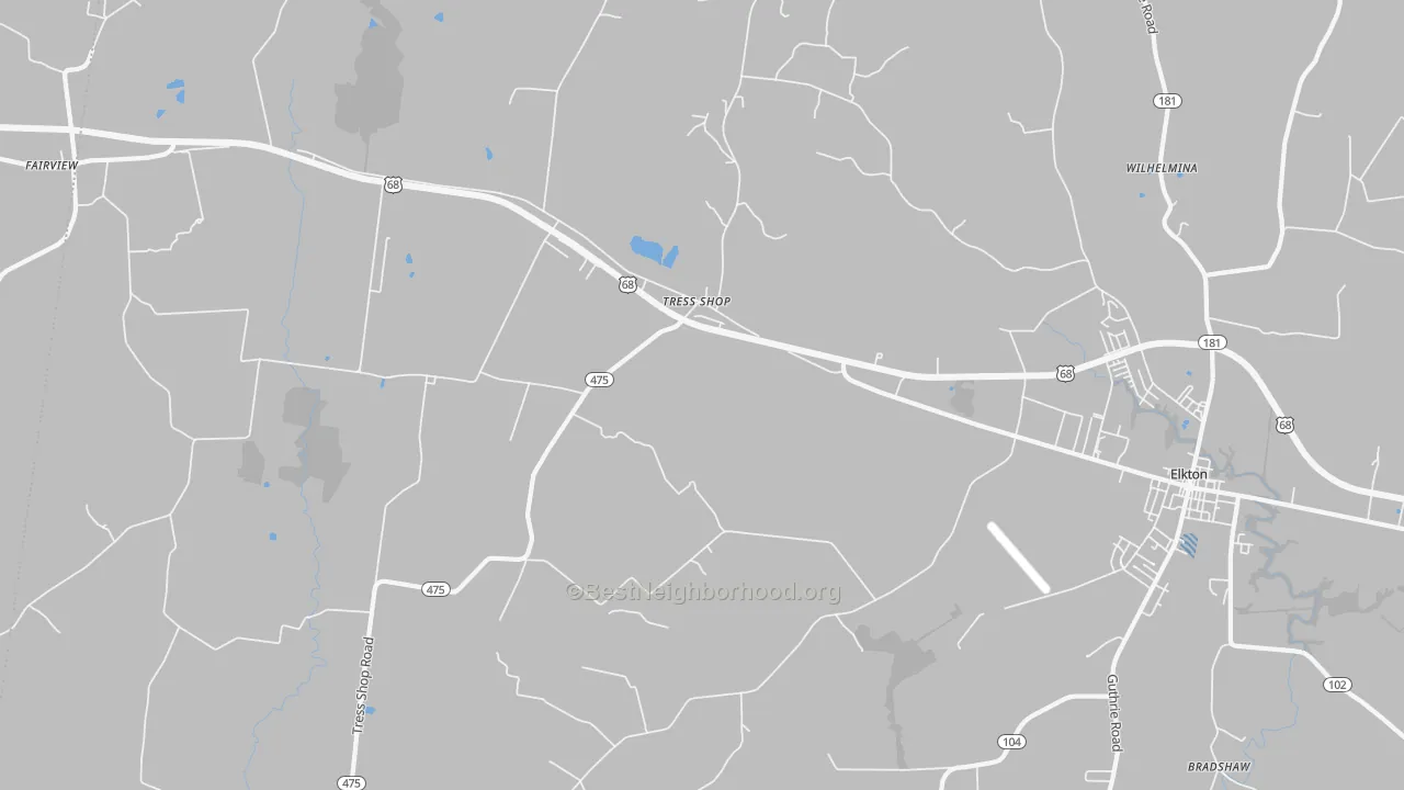 Transit Grade map of Tress Shop, KY
