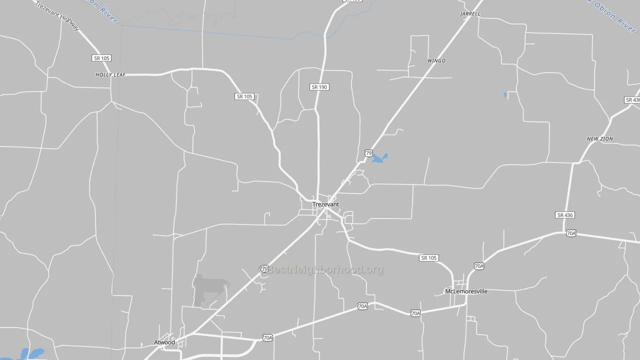 Transit Grade map of Trezevant, TN