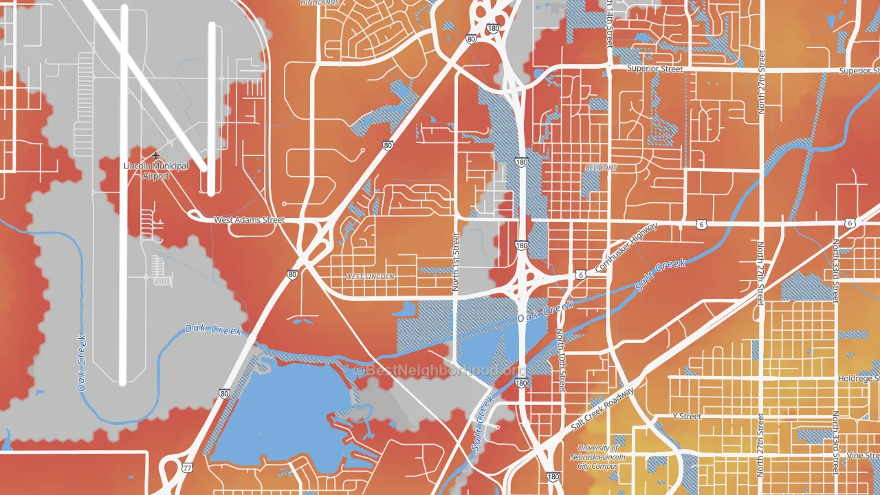 Transit Grade map of Tri-Court, Lincoln, NE