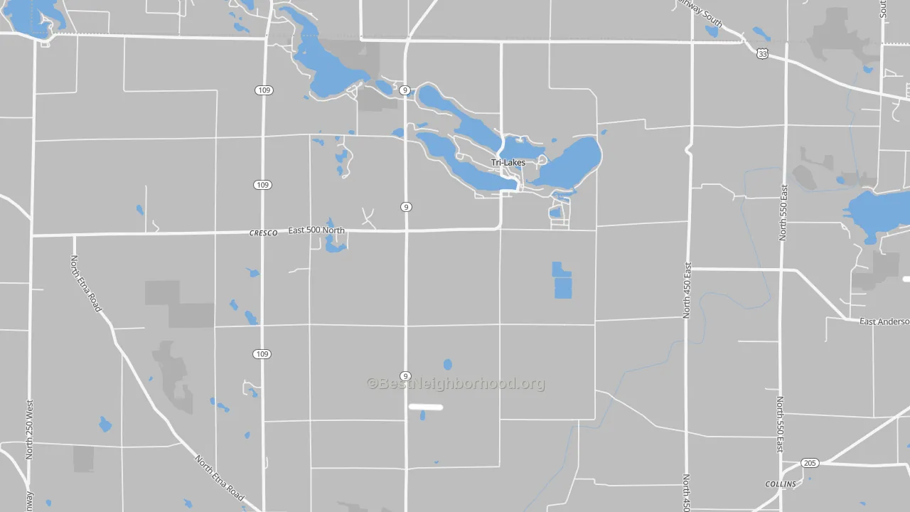 Transit Grade map of Tri-Lakes, IN