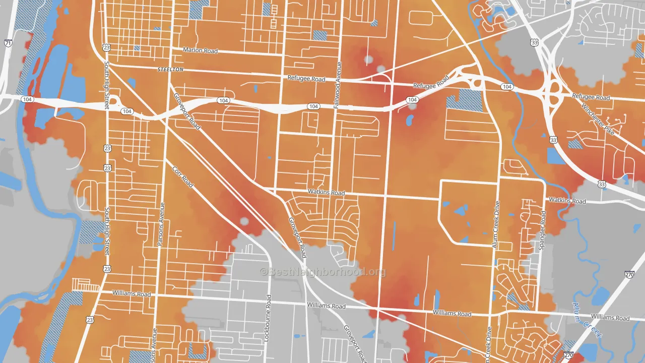 Transit Grade map of Tri-South, Columbus, OH