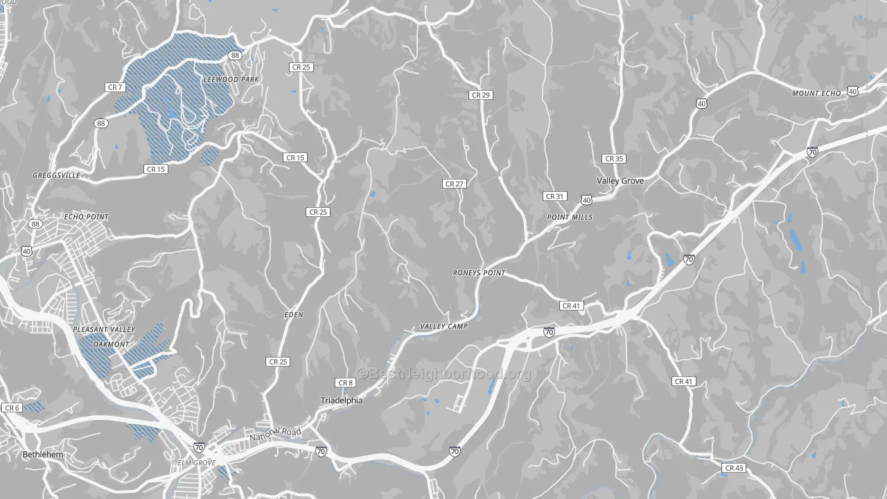 Transit Grade map of Triadelphia, WV