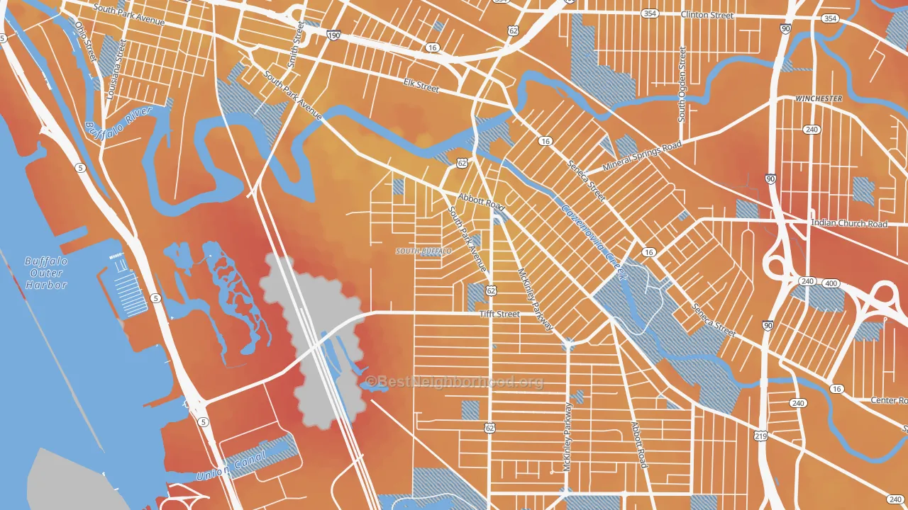 Transit Grade map of Triangle, Buffalo, NY