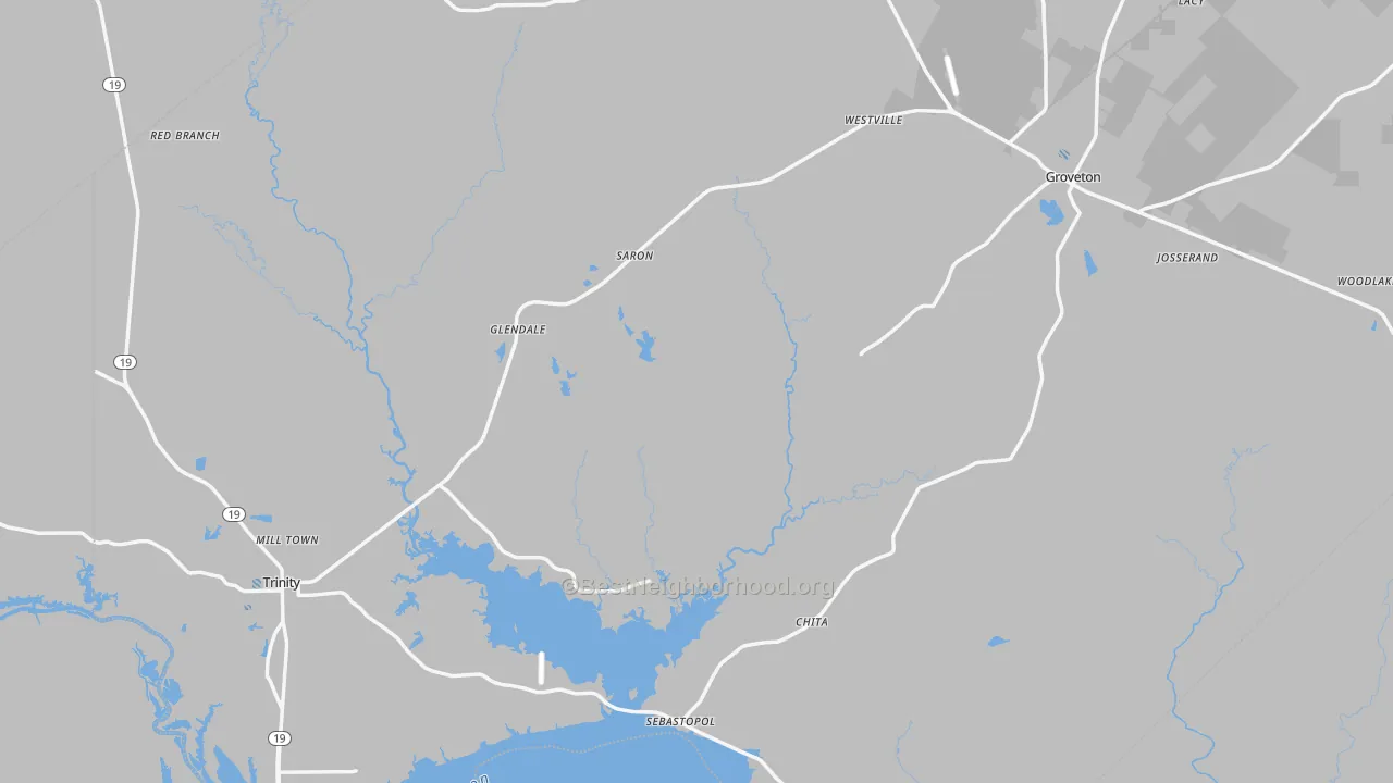 Transit Grade map of Trinity County, TX