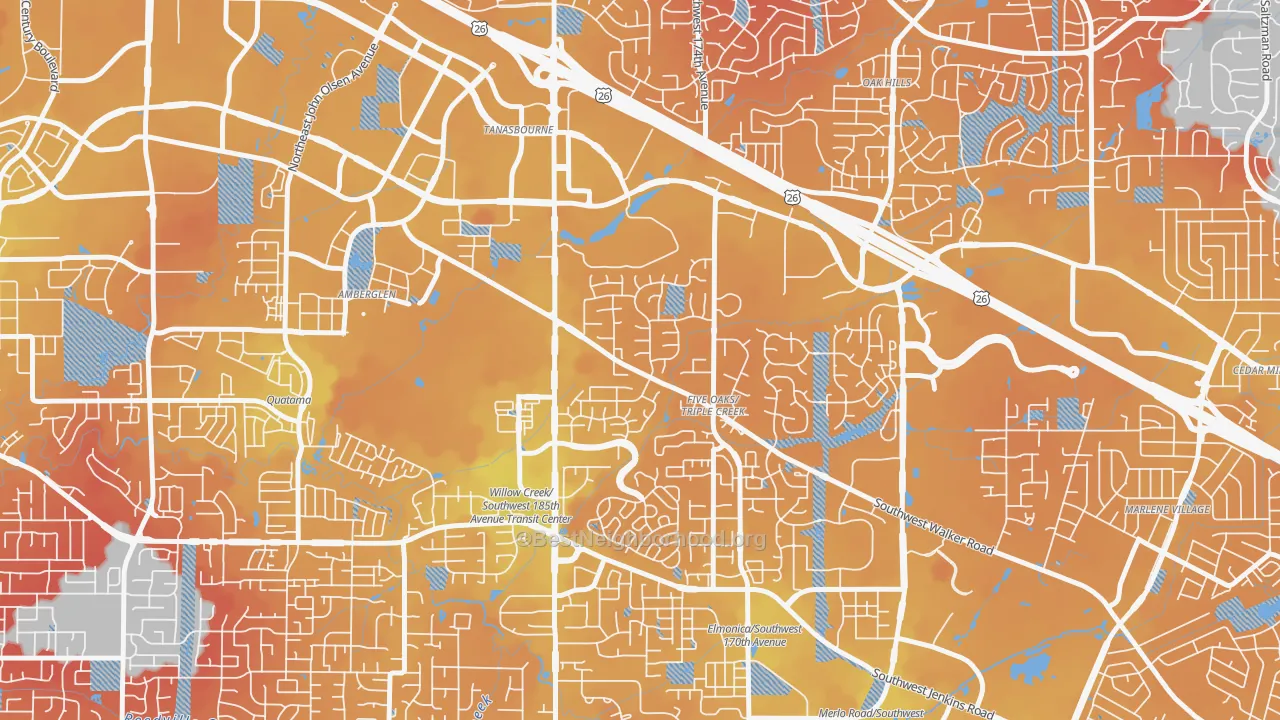 Transit Grade map of Triple Creek, Beaverton, OR
