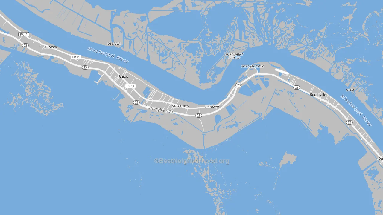 Transit Grade map of Triumph, LA