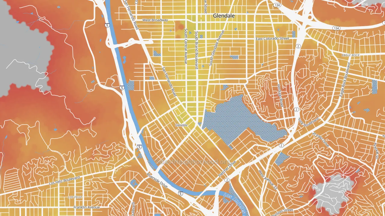 Transit Grade map of Tropico, Glendale, CA