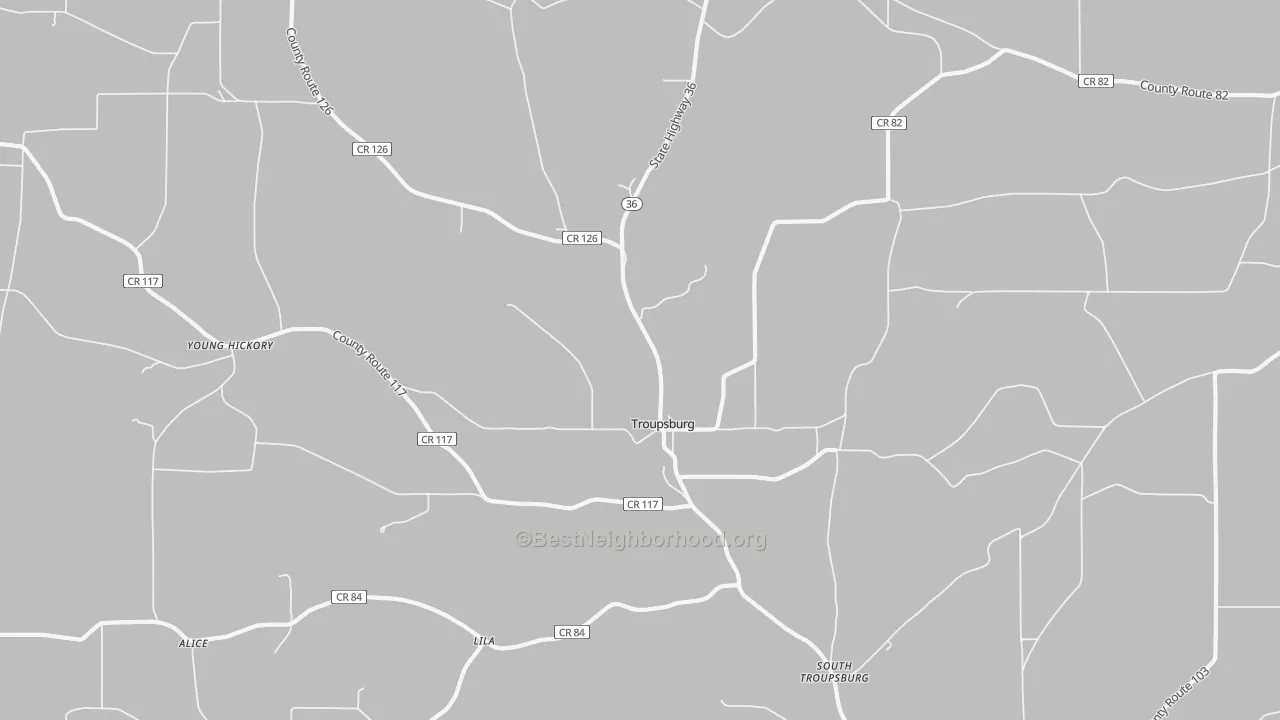 Transit Grade map of Troupsburg, NY