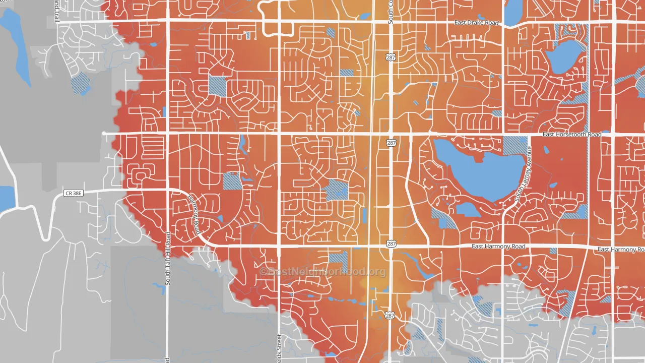 Transit Grade map of Troutman Park, Fort Collins, CO