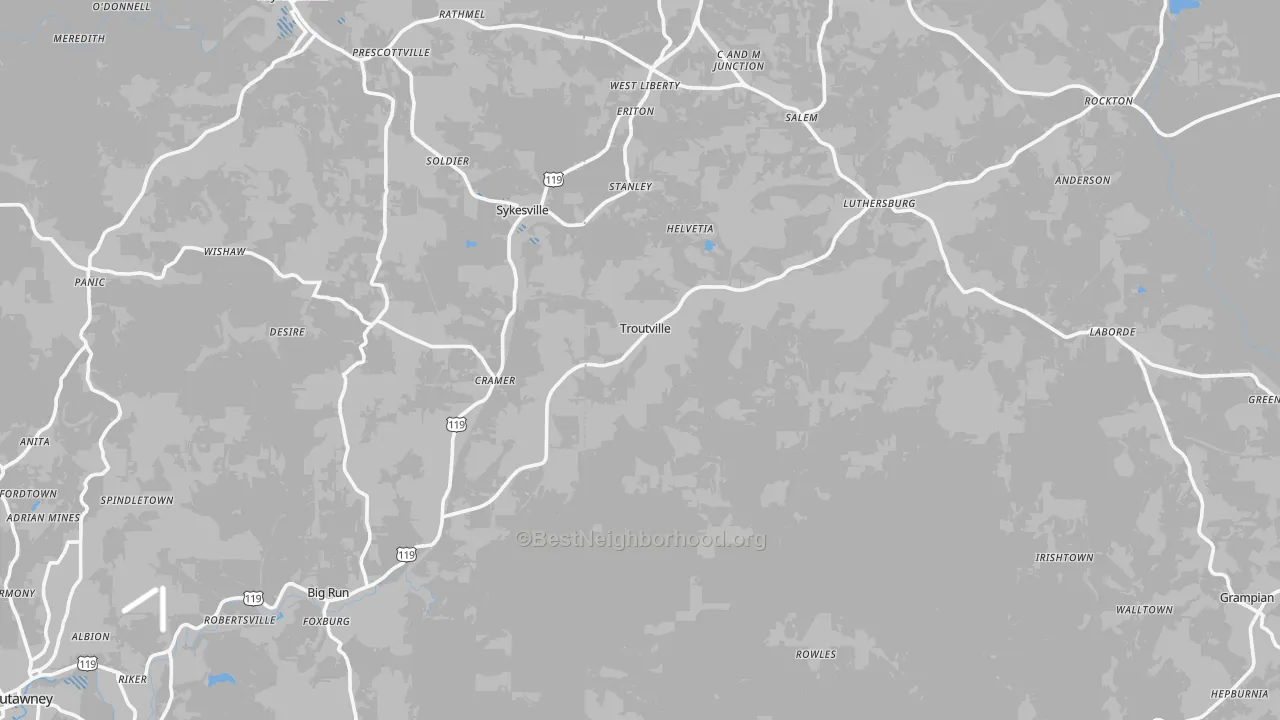 Transit Grade map of Troutville, PA