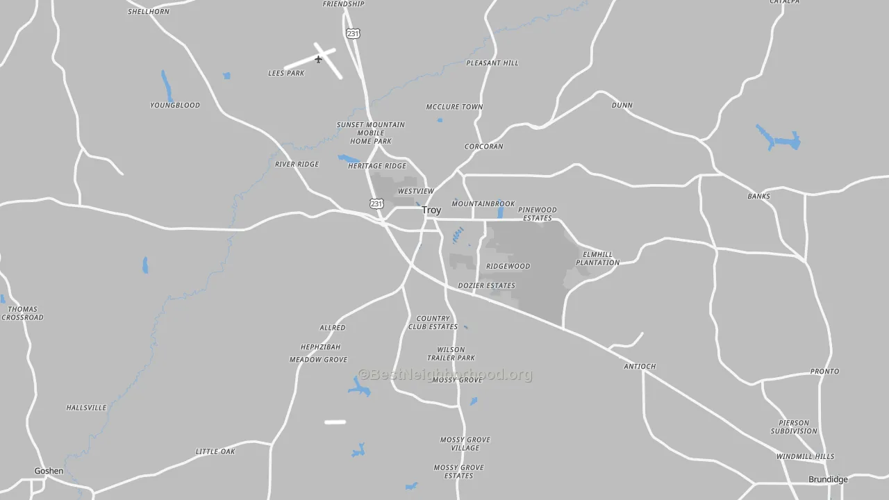 Transit Grade map of Troy, AL