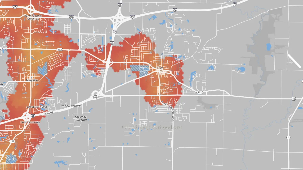 Transit Grade map of Troy, IL