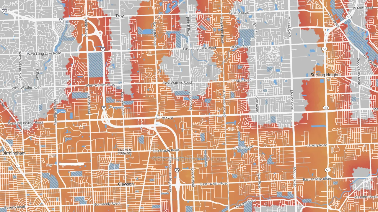 Transit Grade map of Troy, MI