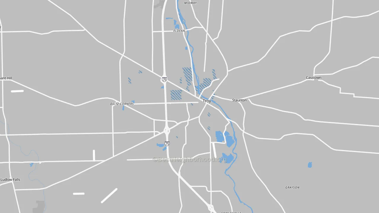 Transit Grade map of Troy, OH