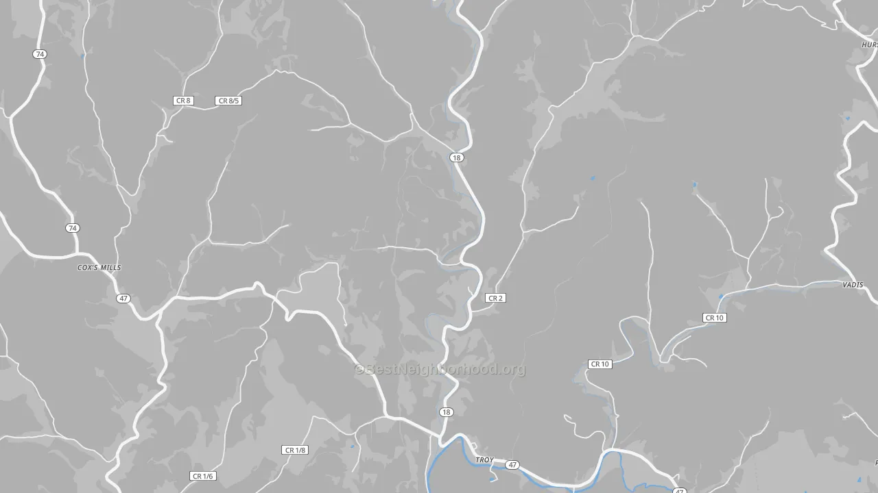 Transit Grade map of Troy, WV