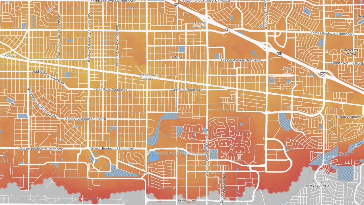 Transit Grade map of Trumbull Village, Albuquerque, NM