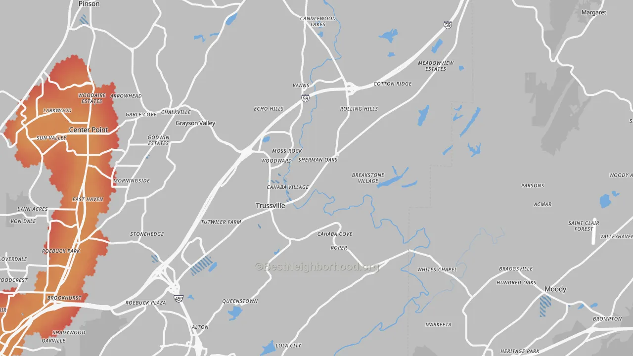 Transit Grade map of Trussville, AL