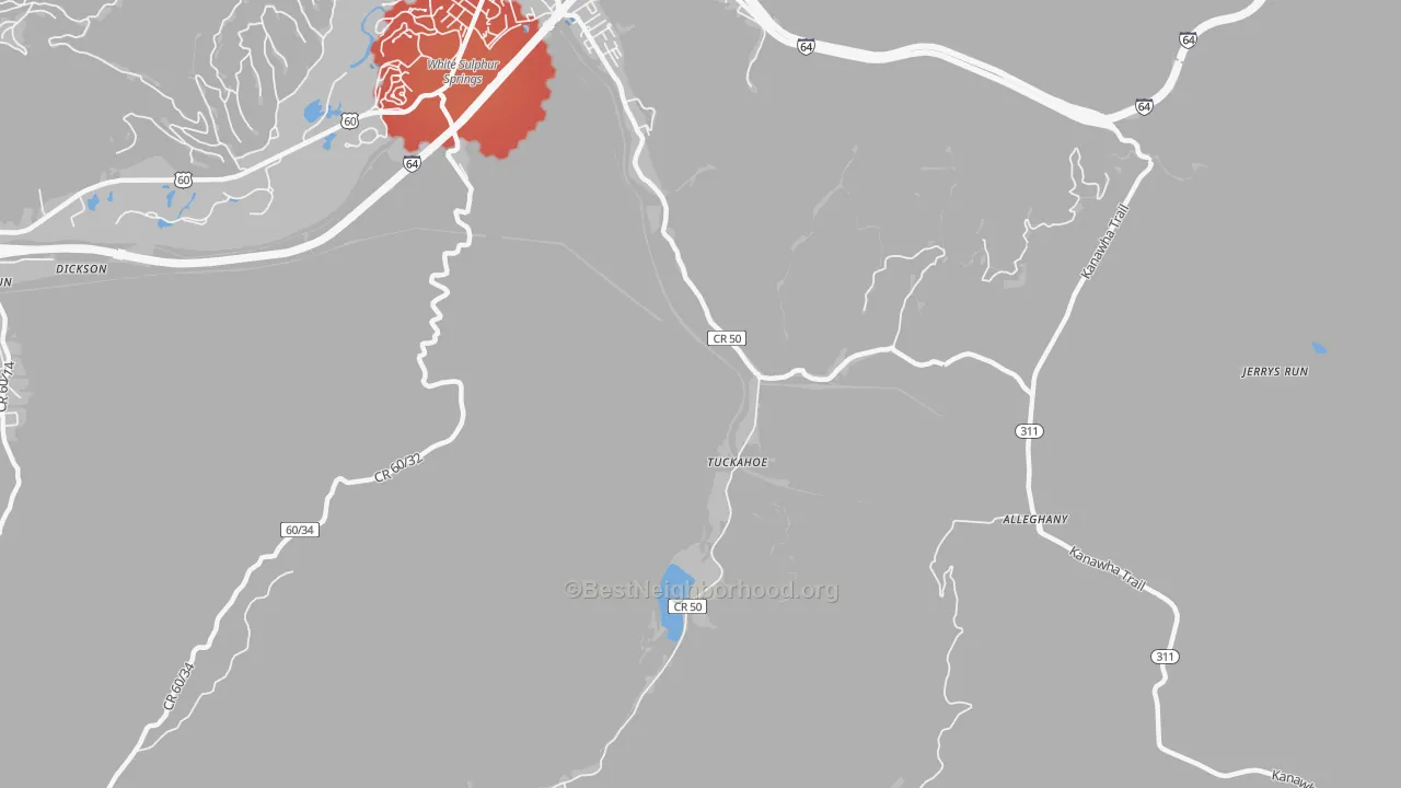 Transit Grade map of Tuckahoe, WV