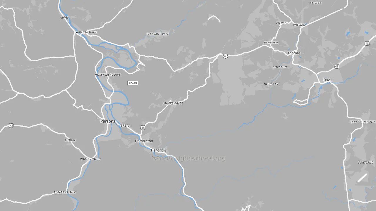 Transit Grade map of Tucker County, WV