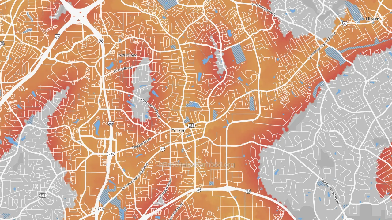Transit Grade map of Tucker, GA