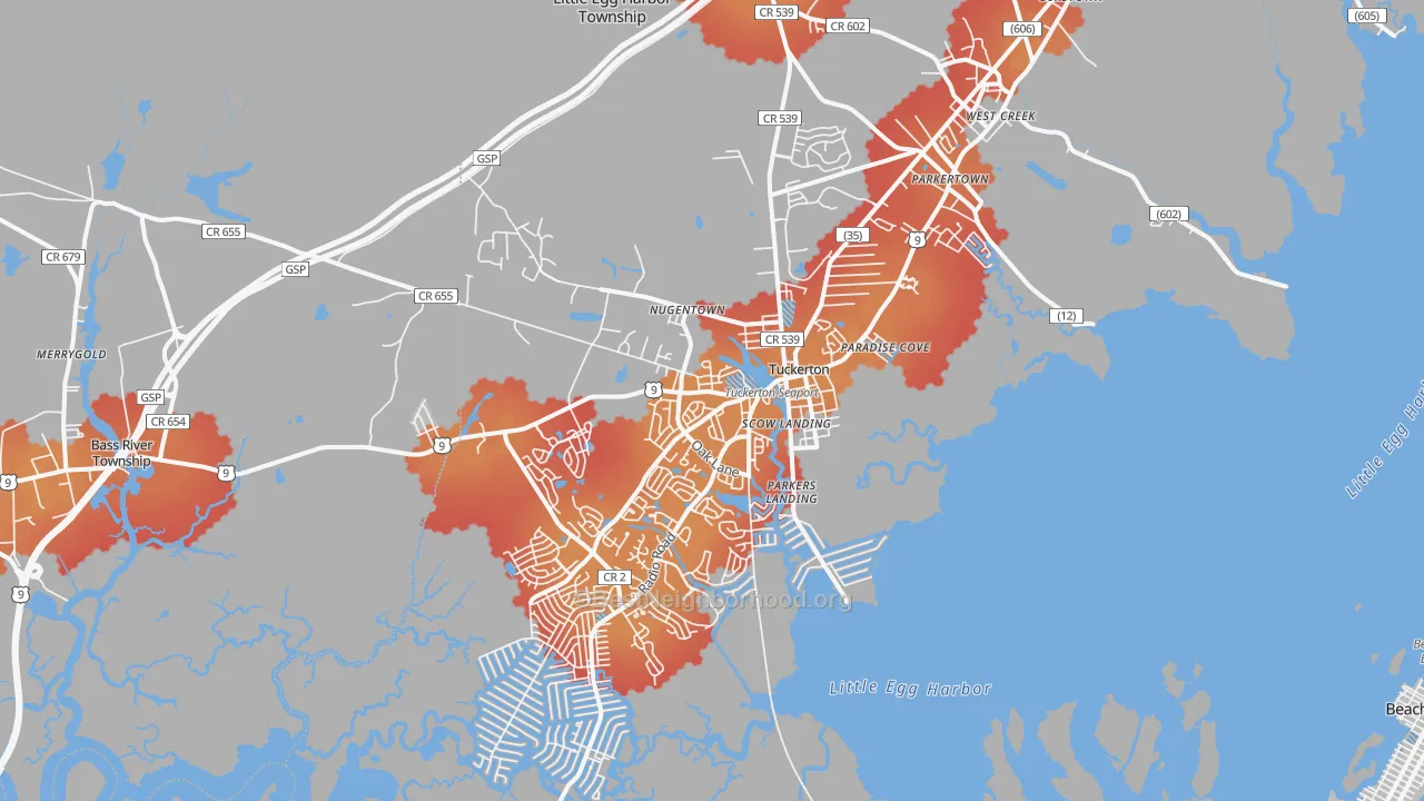Transit Grade map of Tuckerton, NJ