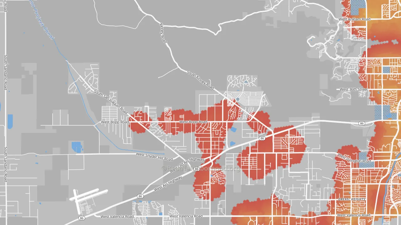 Transit Grade map of Tucson Estates, AZ