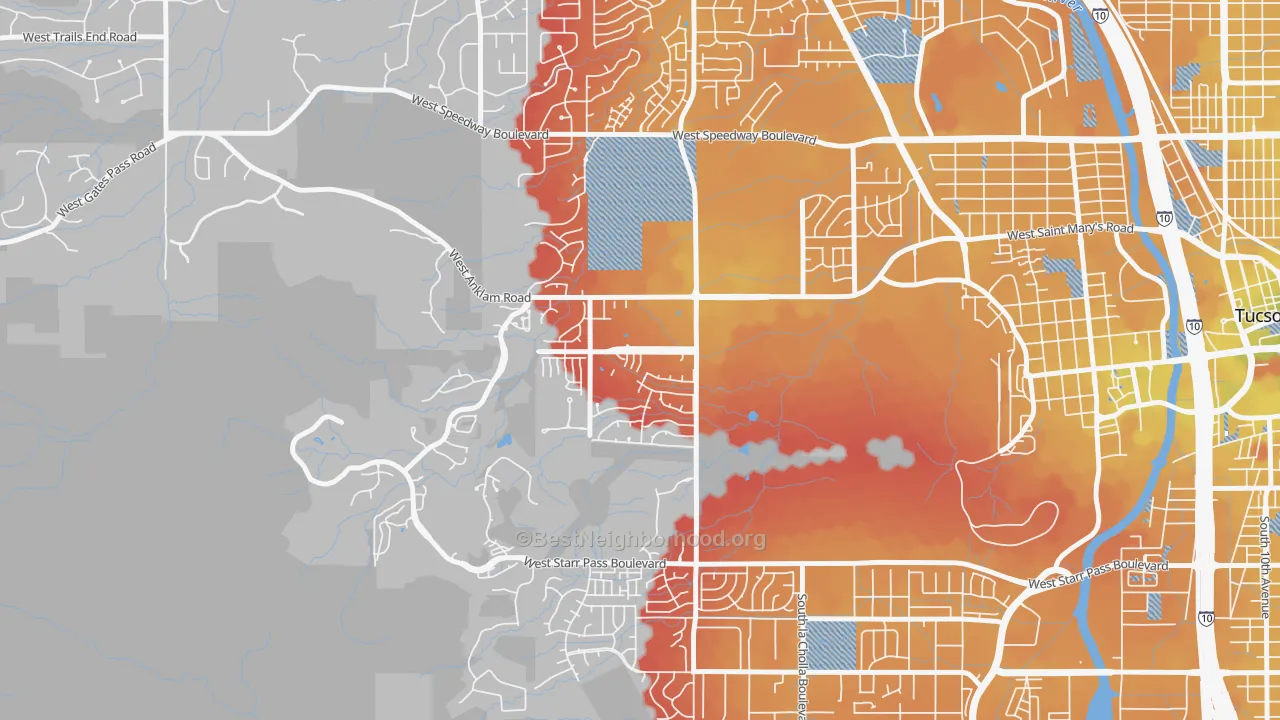 Transit Grade map of Tucson Park West, Tucson, AZ