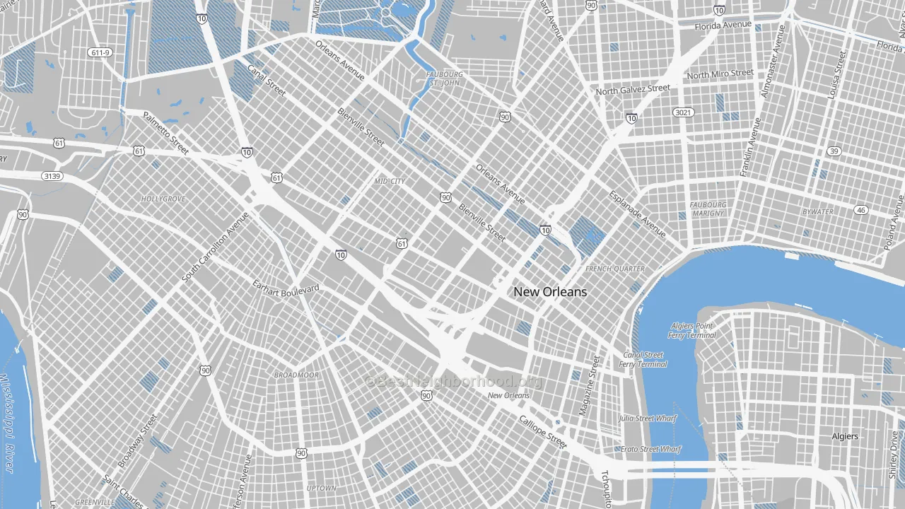 Transit Grade map of Tulane Gravier, New Orleans, LA