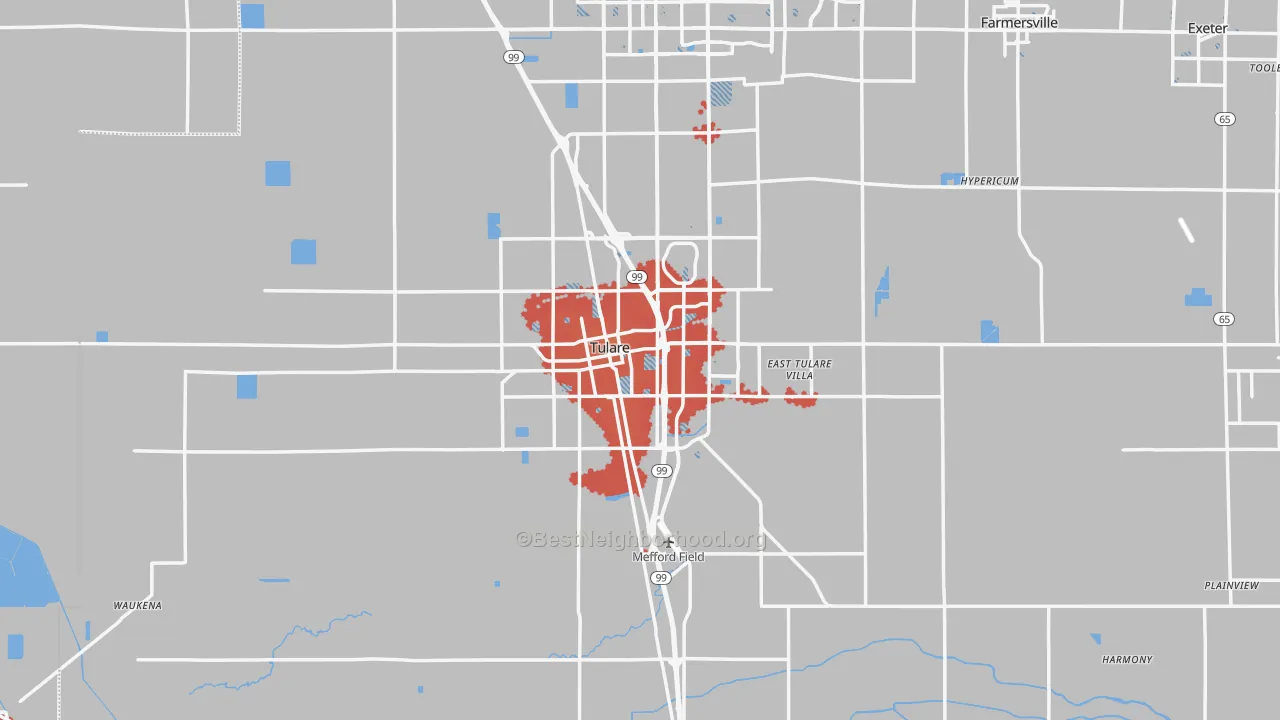 Transit Grade map of Tulare, CA