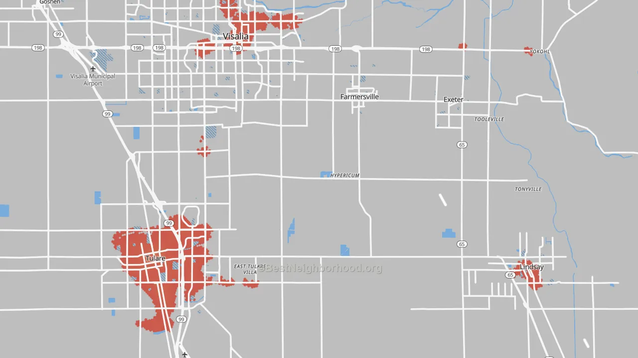 Transit Grade map of Tulare County, CA