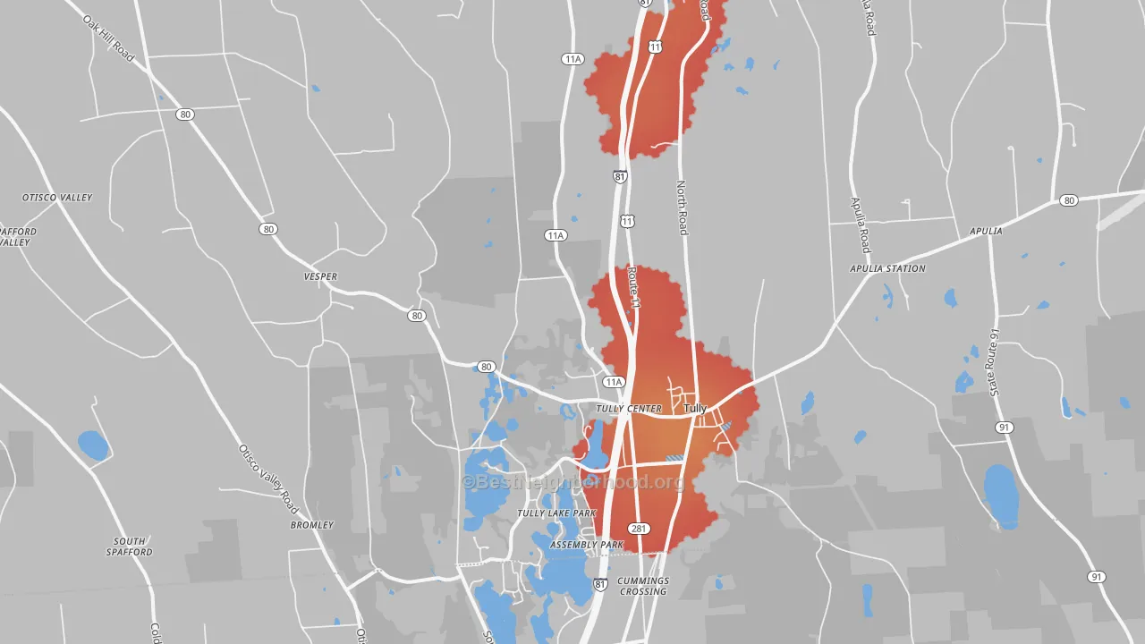 Transit Grade map of Tully, NY