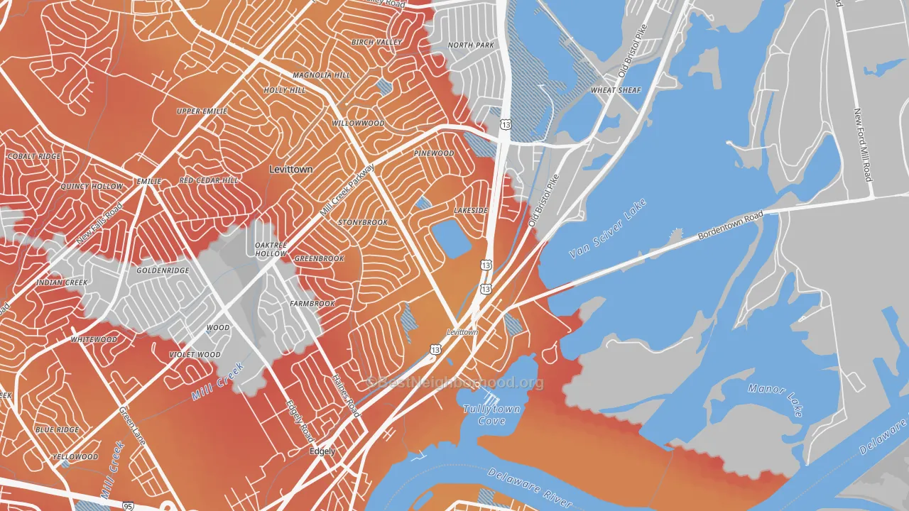 Transit Grade map of Tullytown, PA