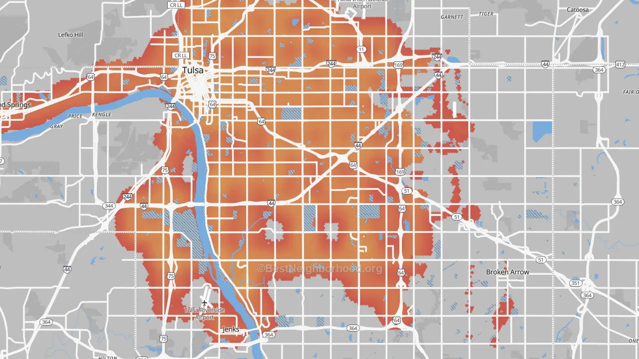 Transit Grade map of Tulsa County, OK