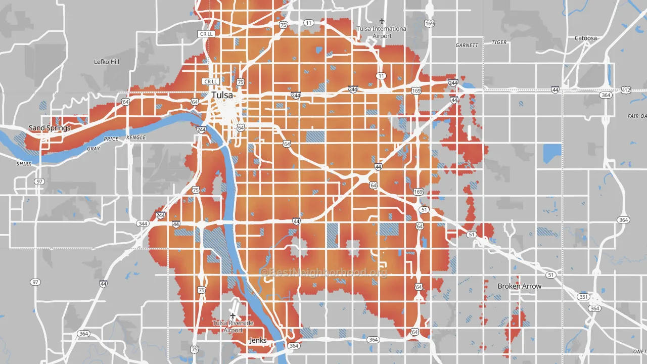 Transit Grade map of Tulsa, OK