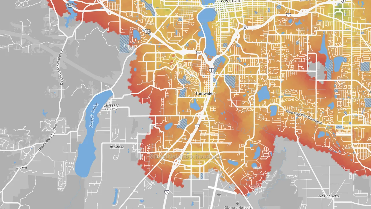 Transit Grade map of Tumwater, WA