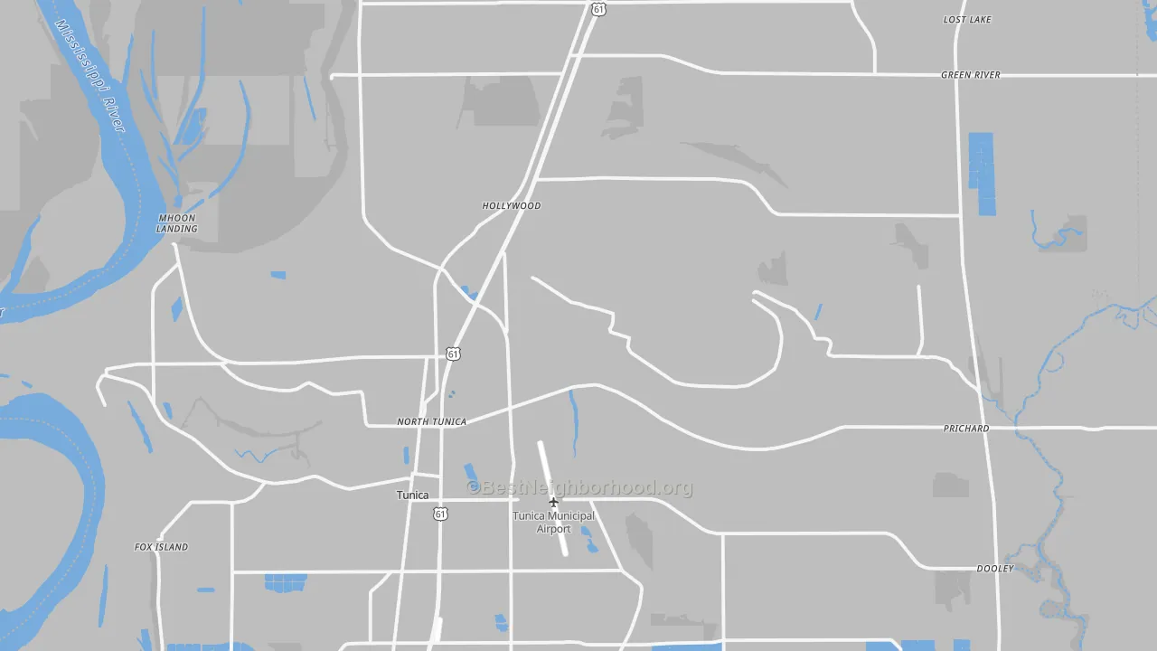 Transit Grade map of Tunica County, MS
