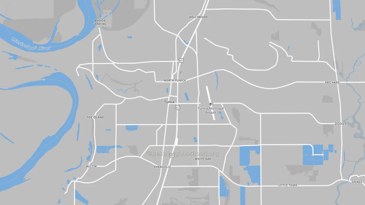 Transit Grade map of Tunica, MS