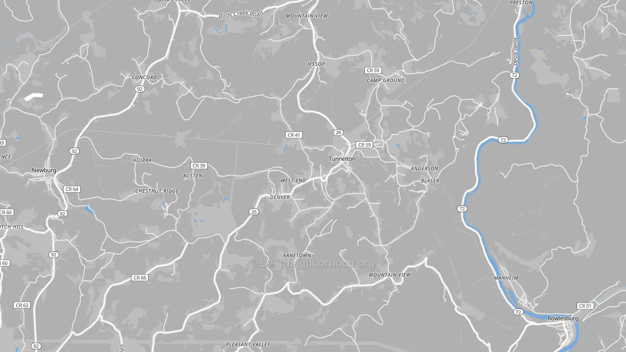 Transit Grade map of Tunnelton, WV