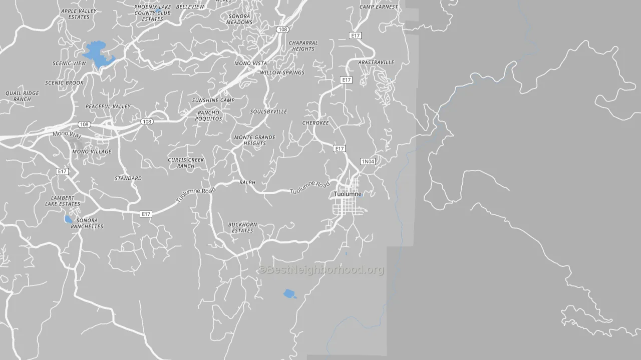 Transit Grade map of Tuolumne, CA