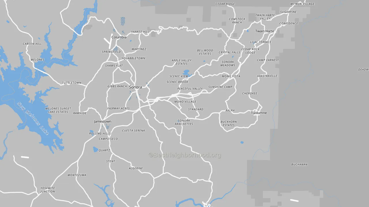 Transit Grade map of Tuolumne County, CA