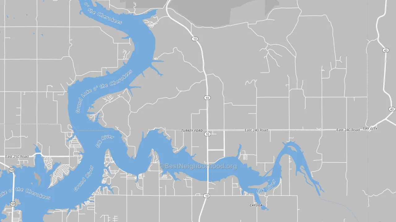 Transit Grade map of Turkey Ford, OK