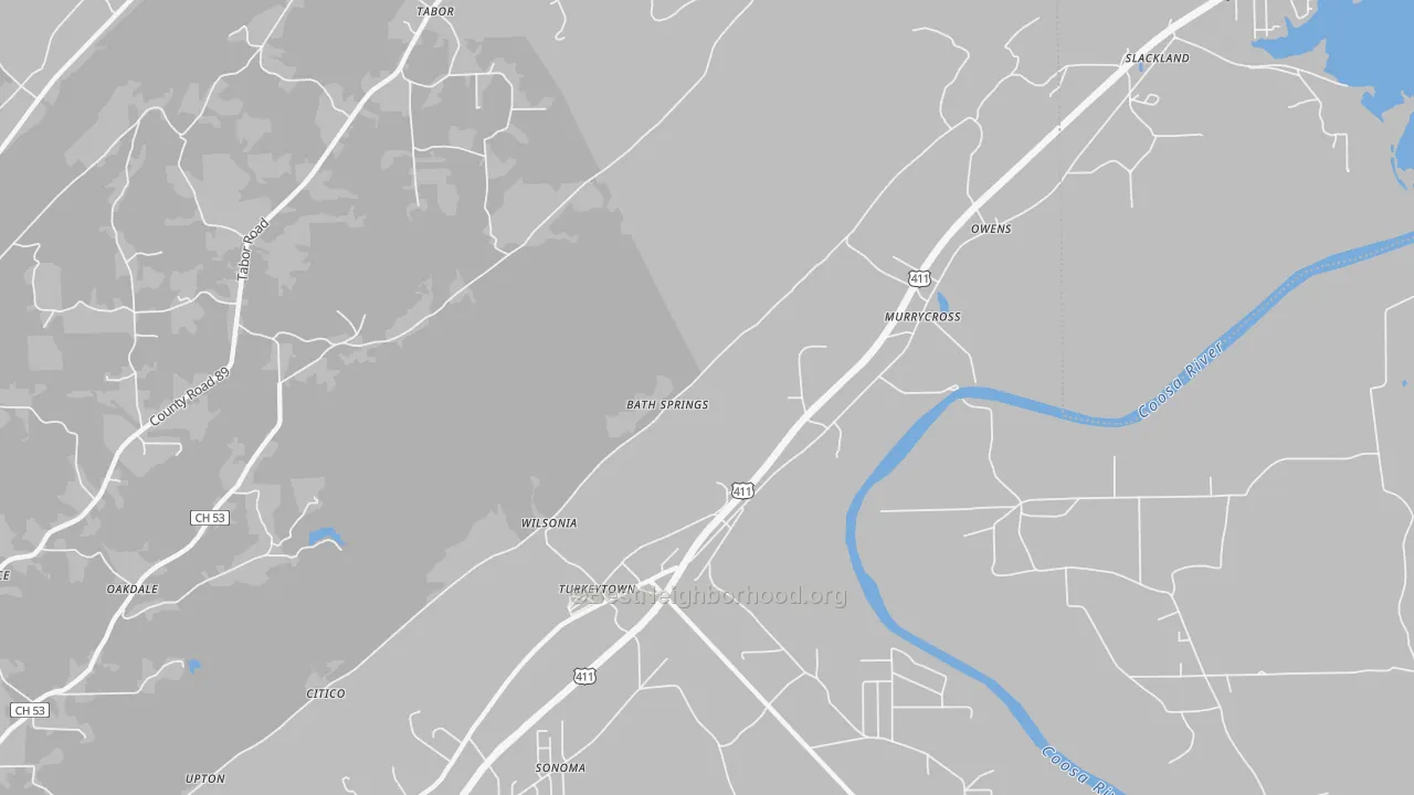 Transit Grade map of Turkeytown, AL
