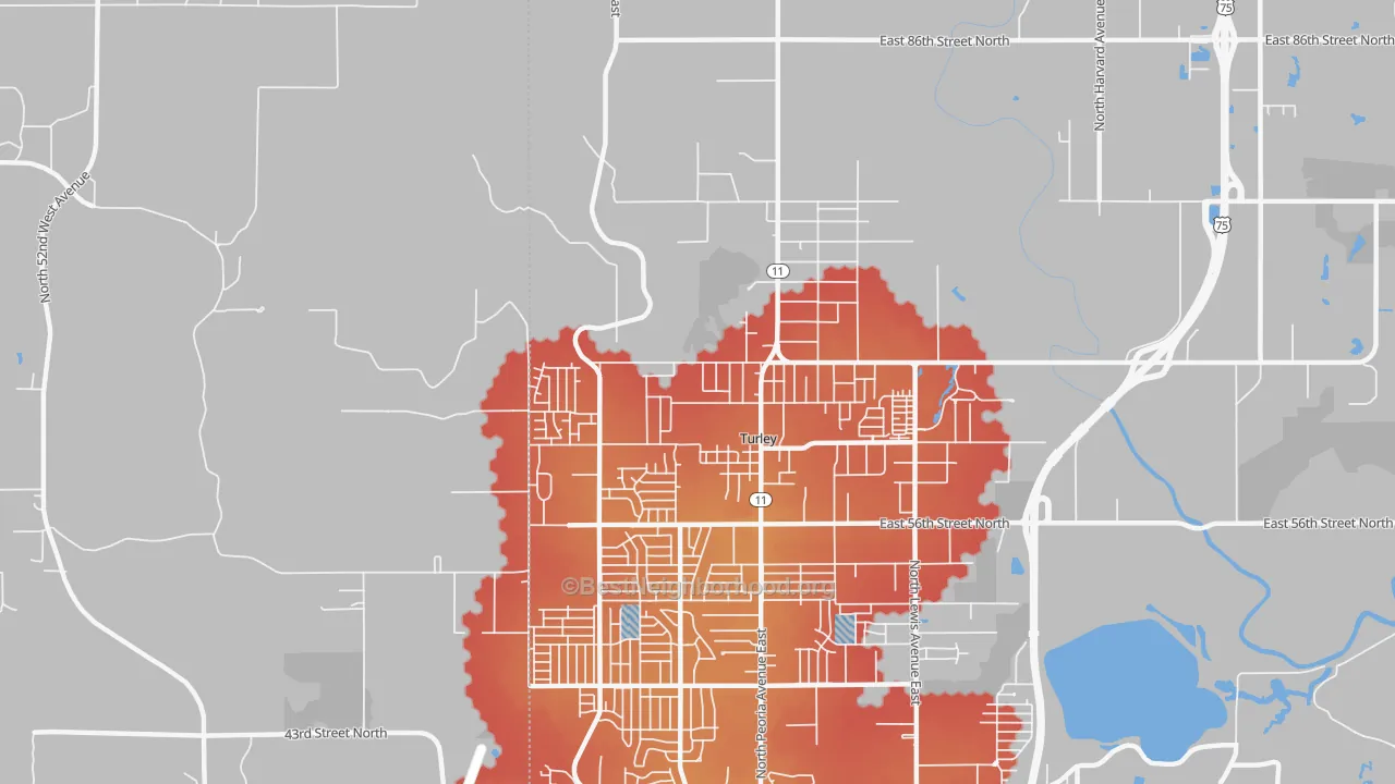 Transit Grade map of Turley, OK