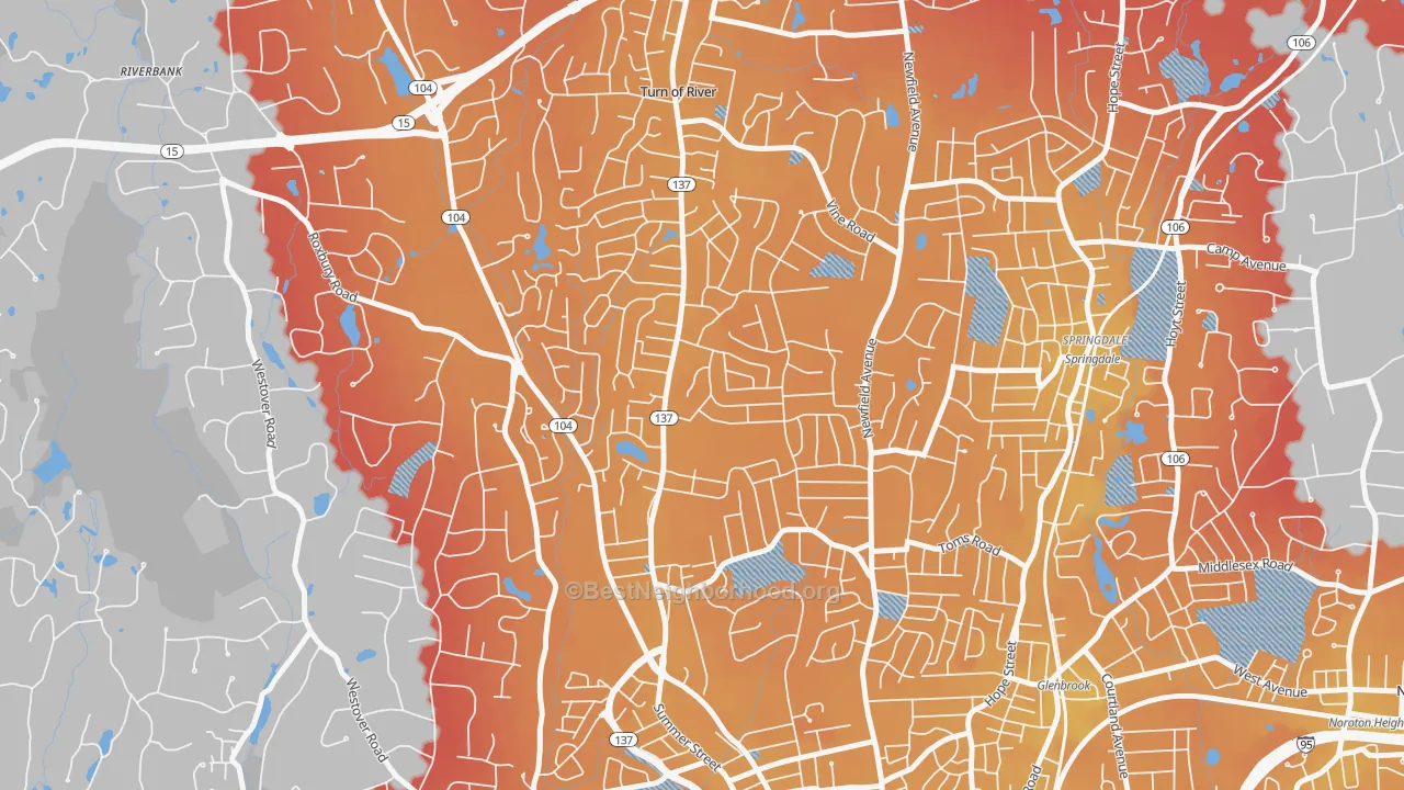 Transit Grade map of Turn of River, Stamford, CT