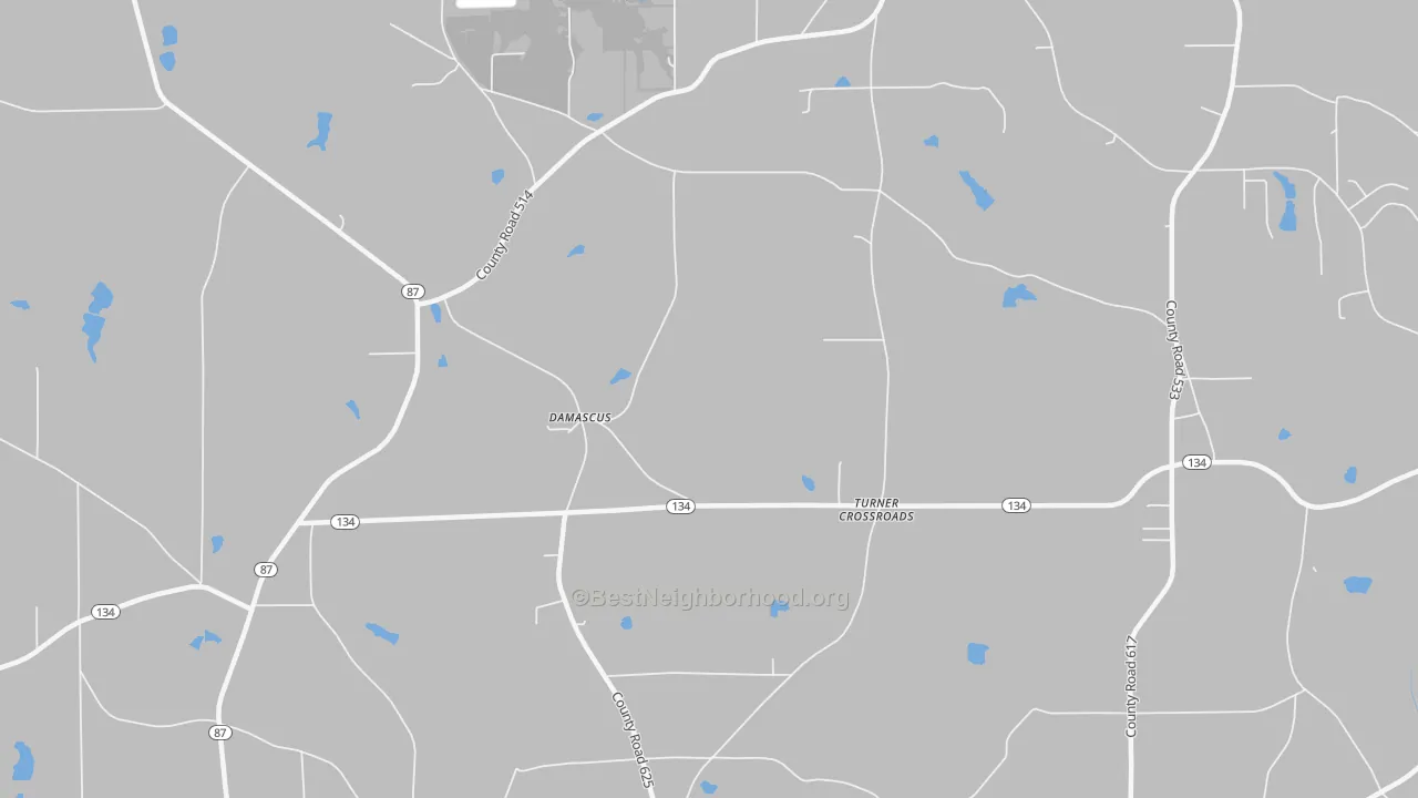 Transit Grade map of Turner Crossroads, AL