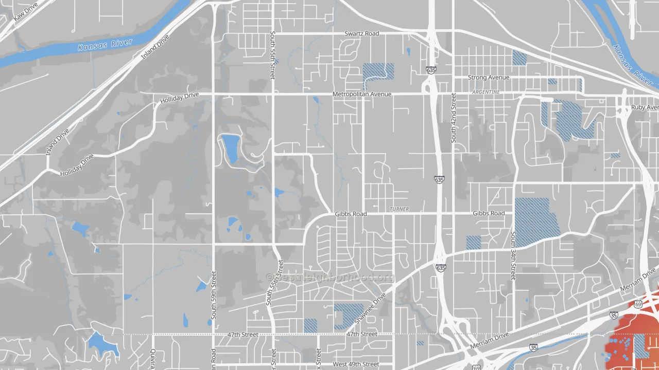 Transit Grade map of Turner, Kansas City, KS