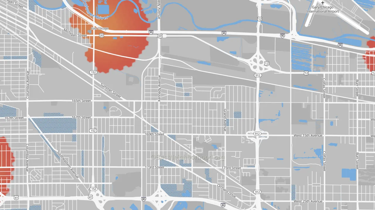 Transit Grade map of Turner-Meyn Park, Hammond, IN